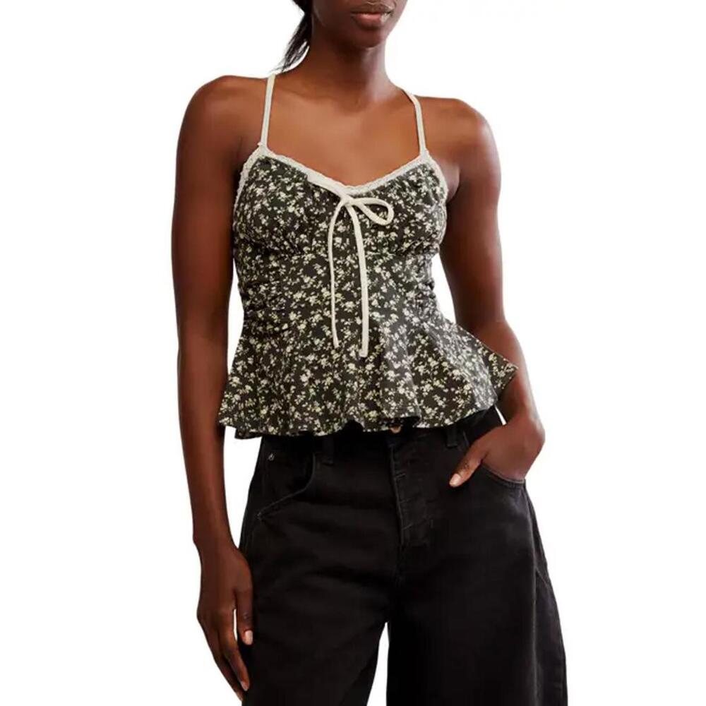 NWT! Free People Sammi Floral Camisole in Washed Black Combo Size Small